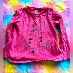 Cute Pink Cat party Baby Gap Size 4 long sleeve shirt